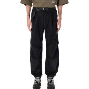 AND WANDER Pleated Cargo Pants Men BLACK
